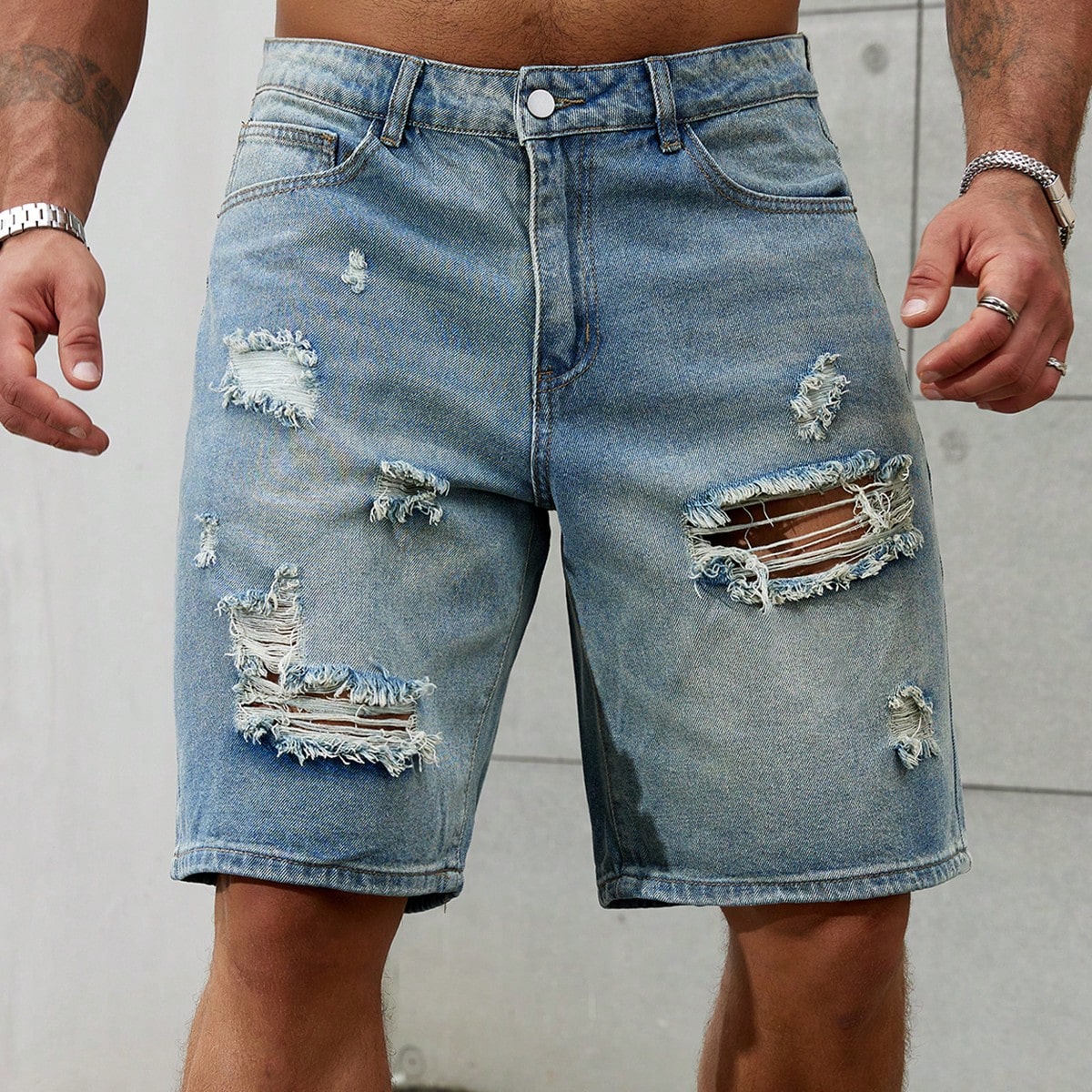 Streetwear Brand Clothing - New Fashion Mens Ripped Short Jeans