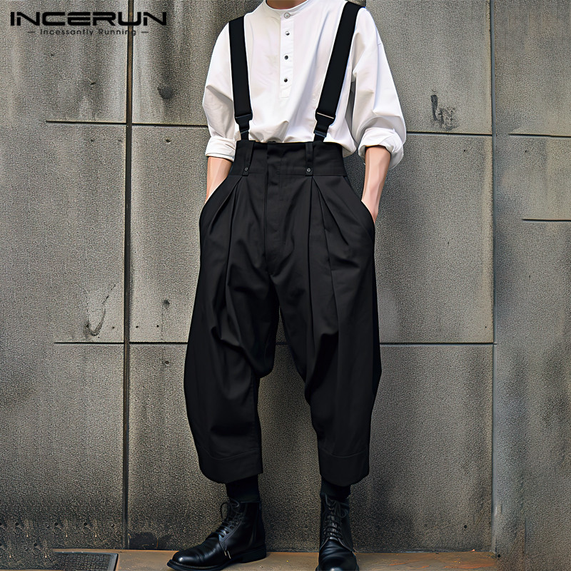 Streetwear Brand Clothing - INCERUN Men Jumpsuits Solid Color Loose