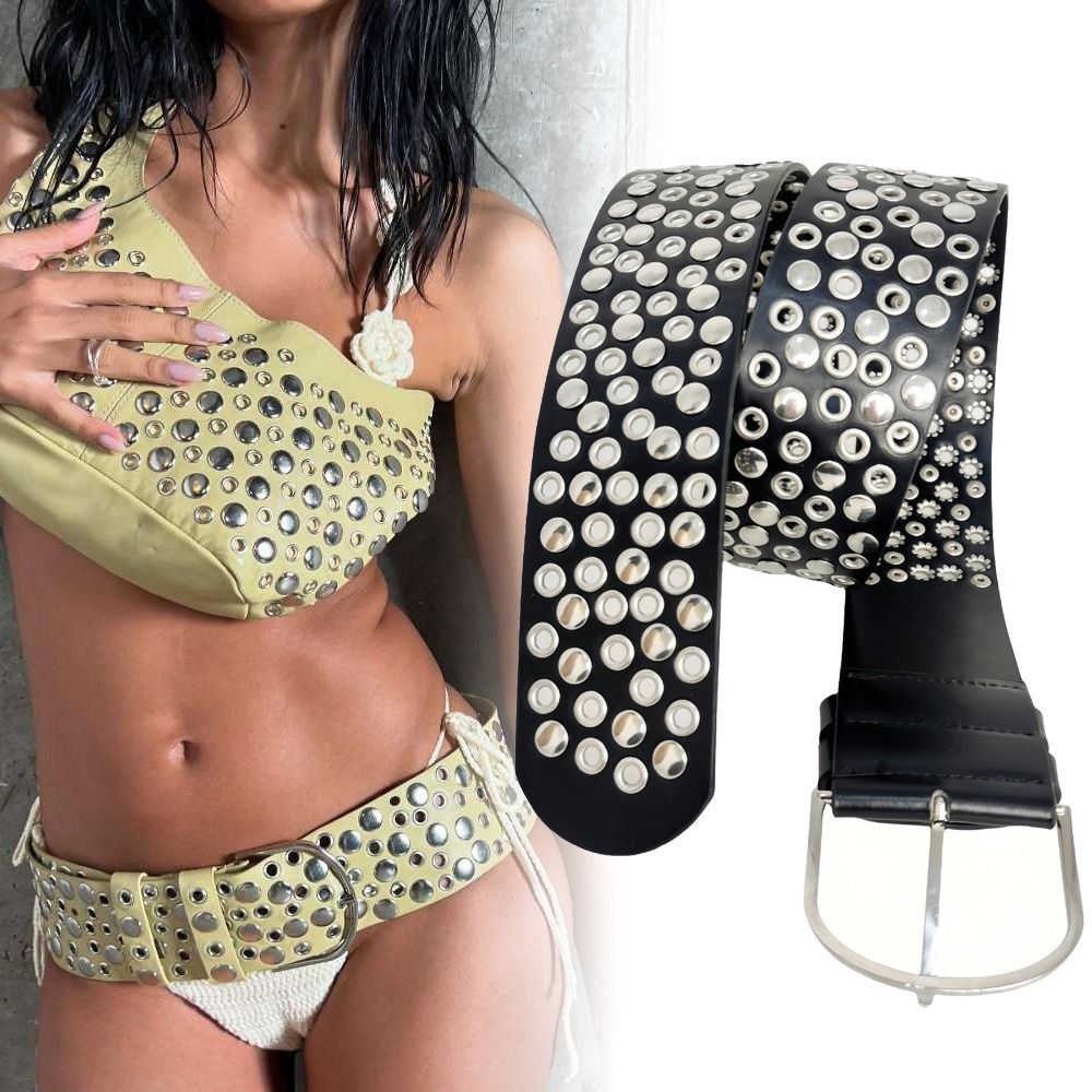 Streetwear Brand Belts - Punk Hollow Eyelet Rivet Belt Trendy