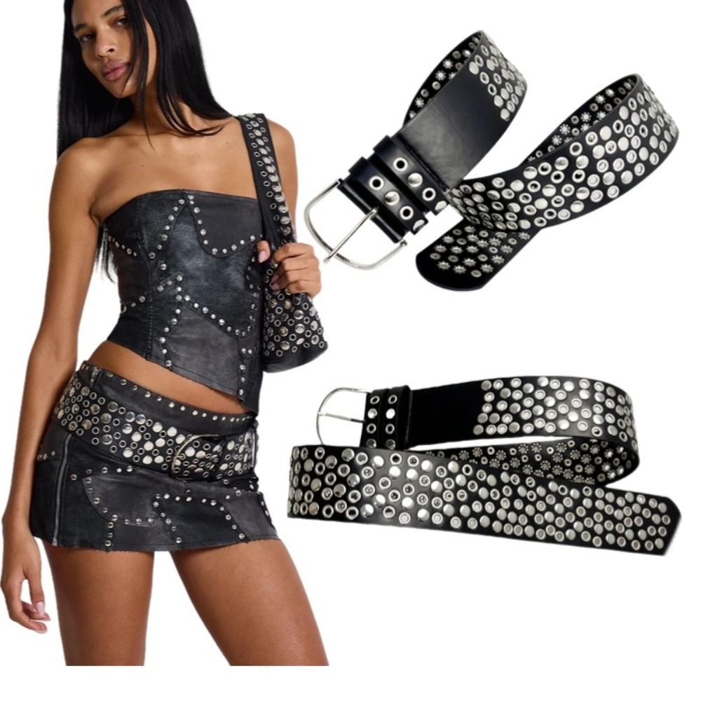 Punk Hollow Eyelet Rivet Belt  - đánh giá và giá Streetwear Brand Belts